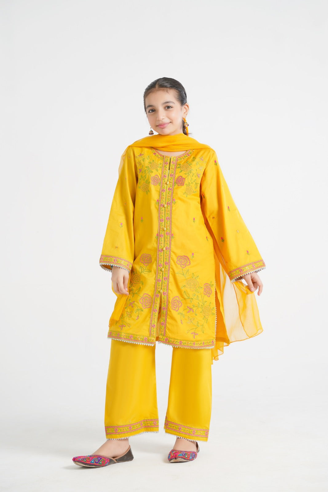 ๐ธ 3 Piece Lily Embroidered Front Open Style ๐ธ
