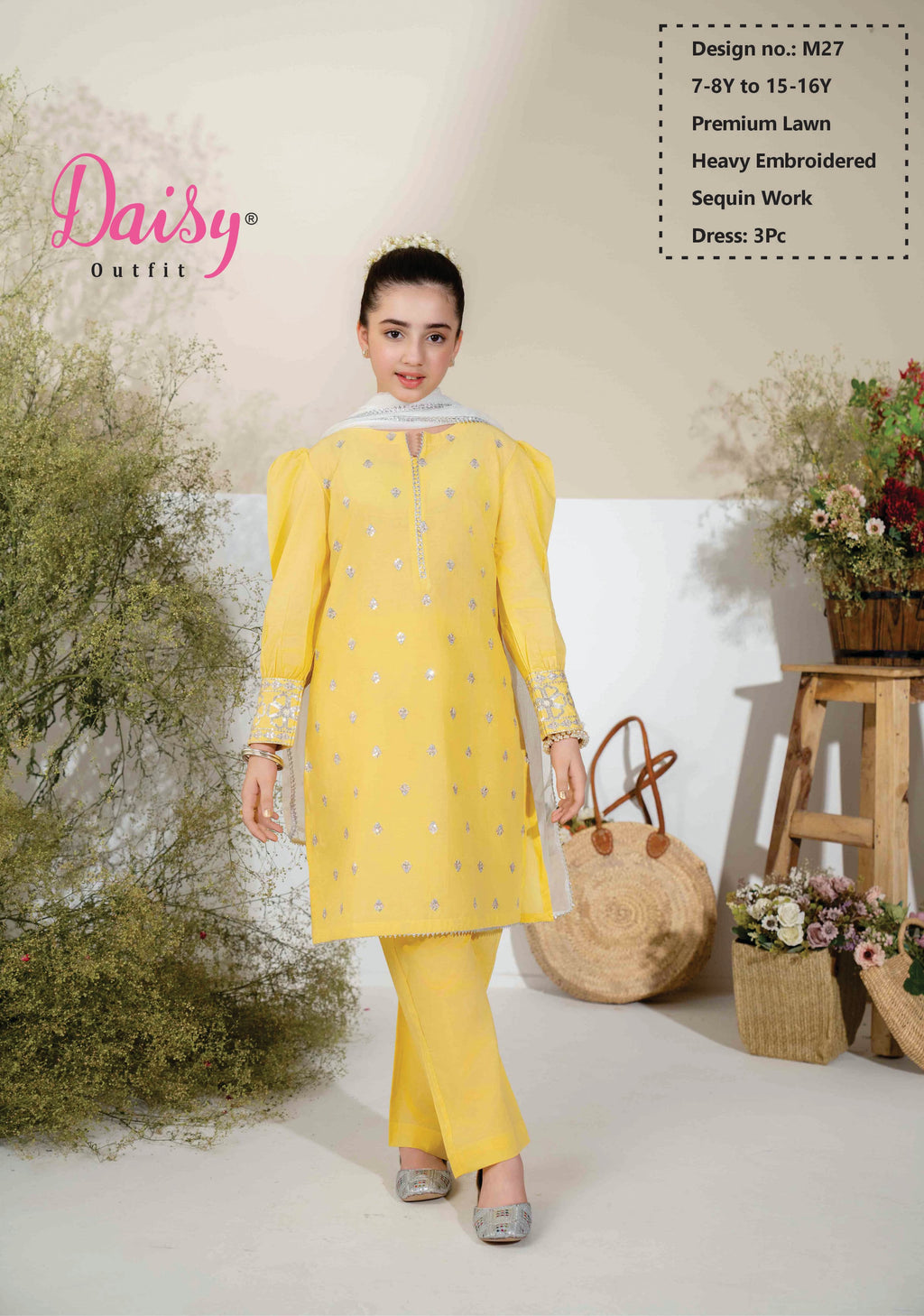 daisy 3 piece sequence embroidered dress