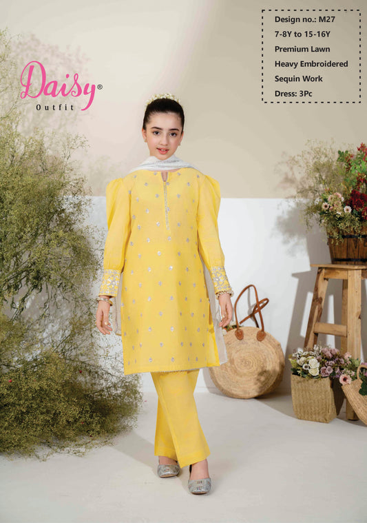 daisy 3 piece sequence embroidered dress