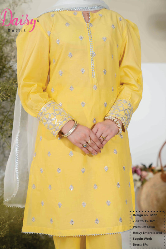 daisy 3 piece sequence embroidered dress