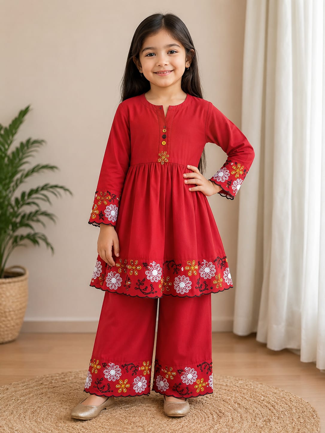✨ Kids Embroidered 2-Piece Frock Set ✨